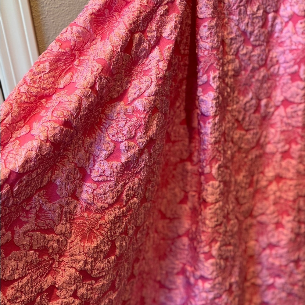 Plus Size Off-Shoulder Pink Jacquard A-Line Midi Dress – Size 0X (Size 12) NWT - Picture 5 of 8